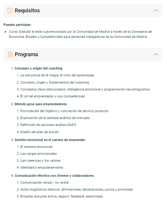 programa del curso de coaching de adams formació