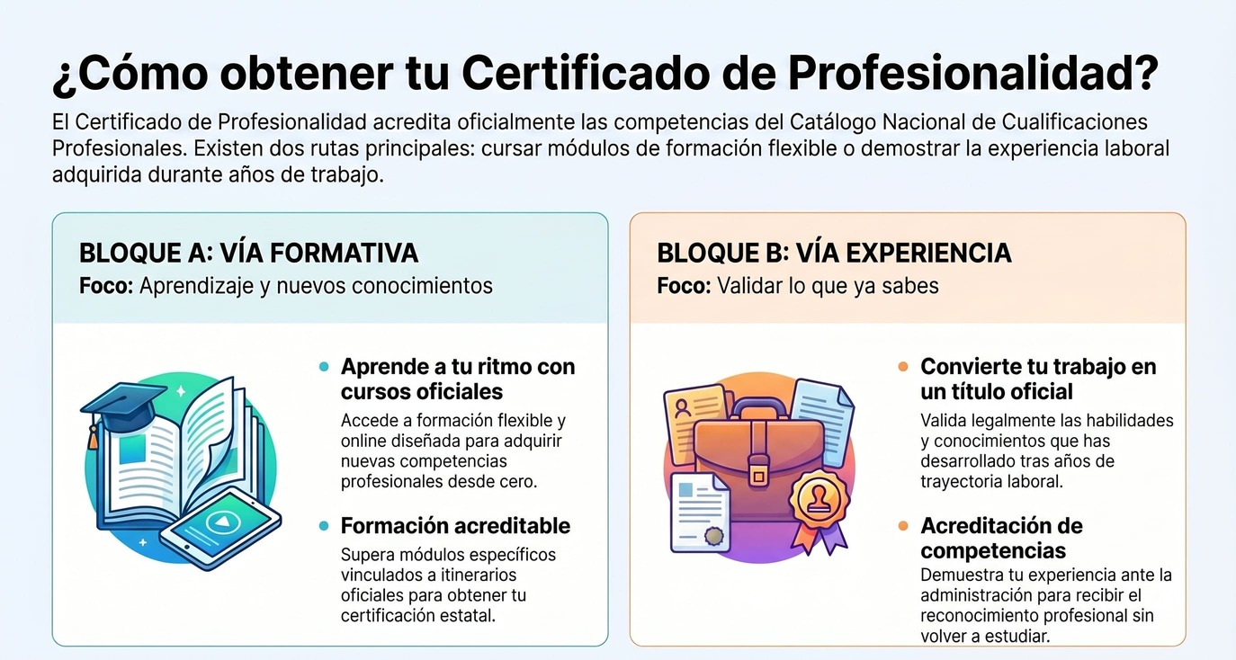 Vías para obtener el certificado de profesionalidad